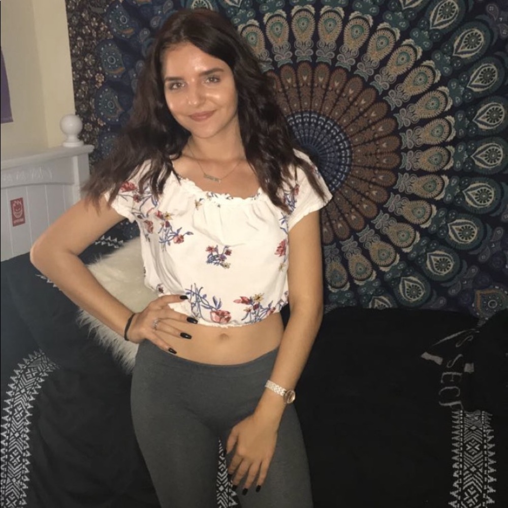 White Floral Crop Top